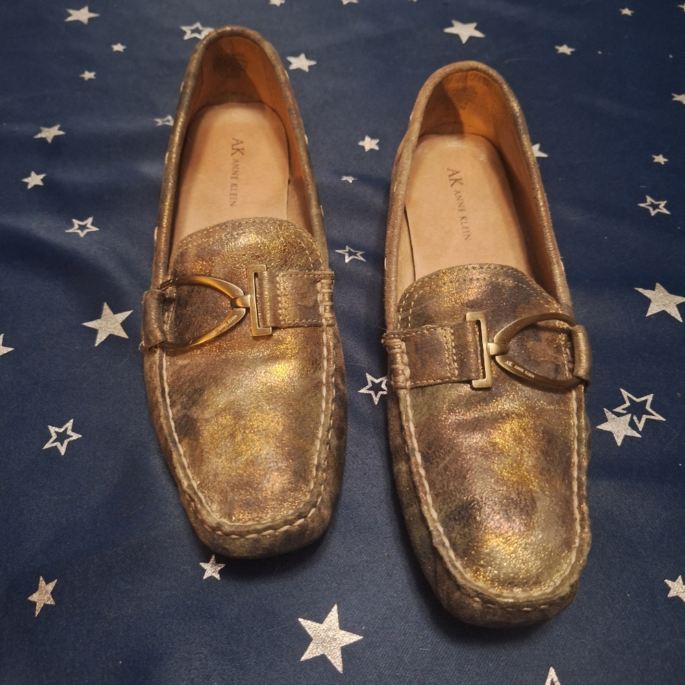 AnneKlein Metallic Driver Shoes Sz 91/2 Perfect Conditon